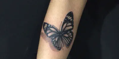 Schmetterlinge, die sich über Arm Tattoo erstrecken