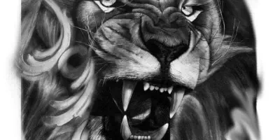 Der Oberarm-Tätowierung eines Löwen